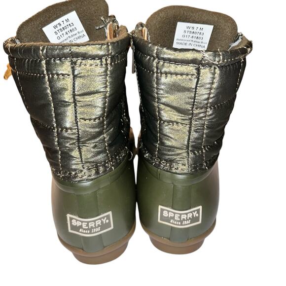 Sperry Saltwater Quilted Duck Boots Olive Green Waterproof Rubber – Women’s 7M - Picture 4 of 11